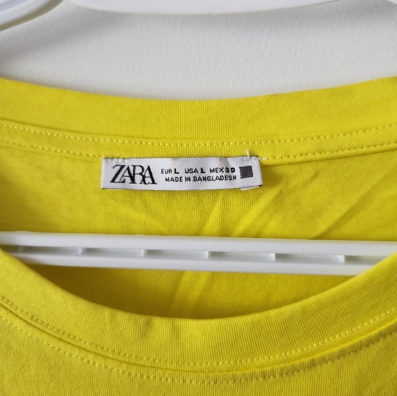 Ruched T Shirt Zara size L yellow - Picture 3 of 3